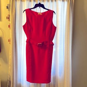 Calvin Klein Dress, Red, Belted, size 14.